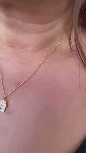 18k Gold Filled Mini House Charm with Key Whole CZ Pave