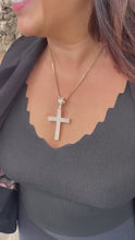 Load and play video in Gallery viewer, 18k Gold Filled XL CZ Pave Cross Pendant
