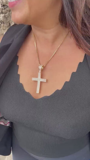 18k Gold Filled XL CZ Pave Cross Pendant
