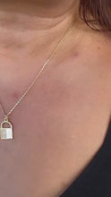 Load and play video in Gallery viewer, 18k Gold Filled Lock Charm with Half Cubic Zirconia and Smooth Gold Surface
