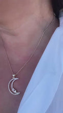 Load and play video in Gallery viewer, 18k Gold Filled Large CZ Pave Moon &amp; Star Necklace Charm
