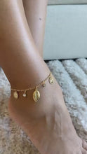 Load and play video in Gallery viewer, 18k Gold Filled Figaro Anklet: Sea Shell, Turtle &amp; Starfish Charms
