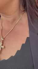 Load and play video in Gallery viewer, 18k Gold Filled XL Crucifix with CZ Pave and engraved Skull
