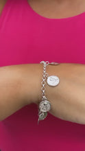Load and play video in Gallery viewer, Silver Filled Angel Charm Rolo Bracelet Featuring Seven Angel Medals

