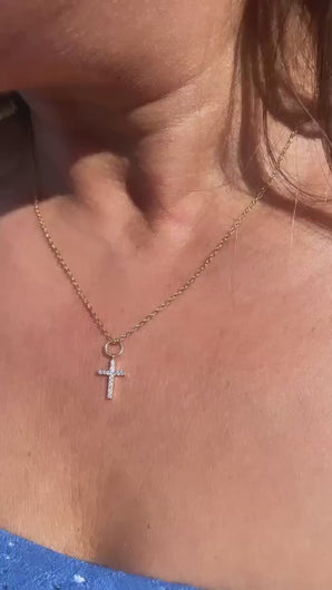 18k Gold Filled Micro Pave Cross Pendant