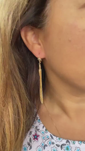 18k Gold Filled Dangling Earring With Box Chain Ends