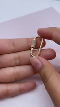 Load and play video in Gallery viewer, 18k Gold Filled Carabiner Clasp With Closer Made of Pave Stones
