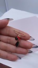 Load and play video in Gallery viewer, 18k Gold Filled Simulated Azabache Stone Safety Pin  Babe Protection Good Luck tune  Supplies
