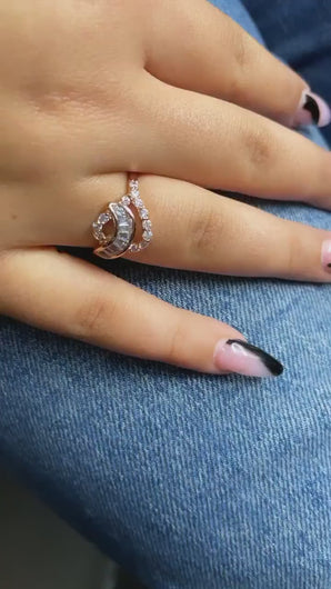 Silver Filled or Rose Gold Cubic Zirconia Mixed Baguette Zirconia Ring