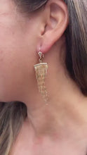 Load and play video in Gallery viewer, 18k Gold Filled Triangle Shape Shower Drop Earrings
