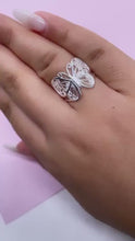 Load and play video in Gallery viewer, 925 Sterling Silver Large Engraved Butterfly Ring
