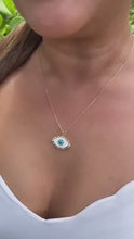 Load and play video in Gallery viewer, 18k Gold Filled Protection Evil Eye Set, Includes Earrings &amp; Necklace
