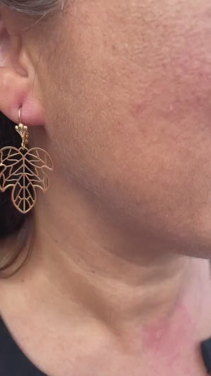 18k Gold Filled See Through Leaf Dangling Earrings