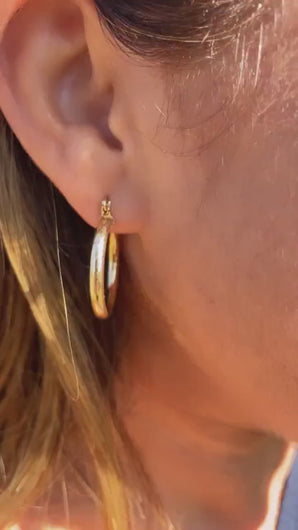 18k Gold Filled Medium Thin Plain Hoop Earrings