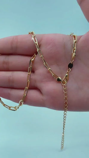 18k Gold Filled Paper Clip Chain 3mm Necklace