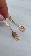 Load and play video in Gallery viewer, 18k Gold Filled k &amp; Spoon Charms, Dainty Spoon Pendant, Dainty k Pendant   And Jewelry Making Supplies

