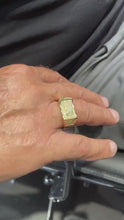 Load and play video in Gallery viewer, 18k Gold Filled Mens Ring Patterned With Arrow Symbol With Pave Stones
