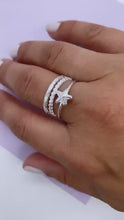 Load and play video in Gallery viewer, 925 Sterling Silver Beach Themed 3 Rows With Star Fish Ring
