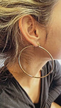 Load and play video in Gallery viewer, 80mm Diameter 18k Gold Filled Thin Thread Hoop Earrings, Large Gold Plain 2.5mm Thickness Hoops,  Supplies
