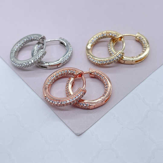 18k Gold Filled Pave Small Hoops