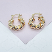Load image into Gallery viewer, 18k Gold Filled Twisted Croissant Hoop Earrings
