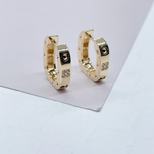 Load image into Gallery viewer, 18k Gold Filled Small Screws Flat Square Hoop Earrings Wholesale Jewelry Supplies
