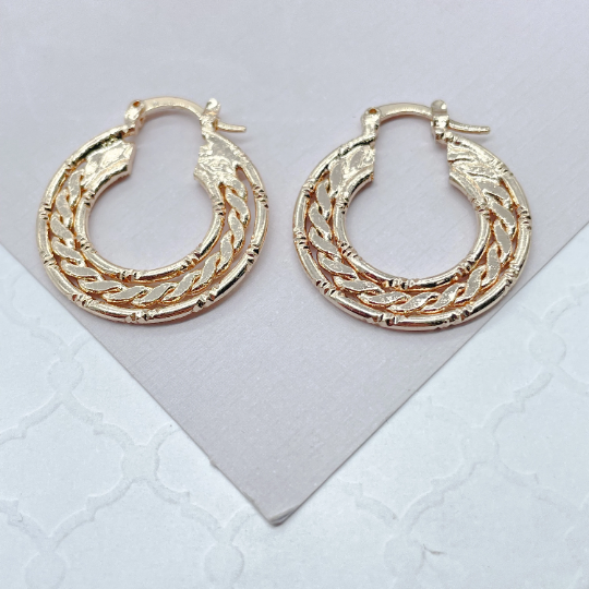 18k Gold Filled Thin Flat Hoops With Flat Link In-Between
