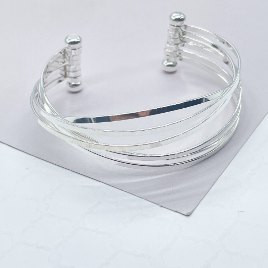 18k Silver Filled Bangle With Thin Smooth Layers