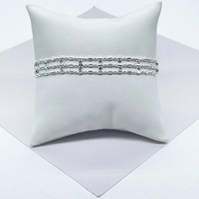 Load image into Gallery viewer, 18k Silver Filled Silver 3 layered Dash &amp; Dot Bracelet Patterned With Zirconia Stones
