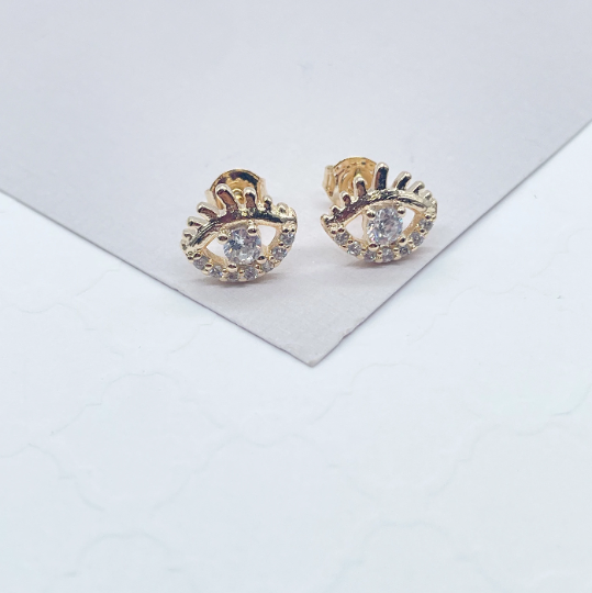 18k Gold Filled Zircon Protection Eye Stud