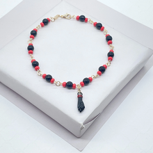 Load image into Gallery viewer, 18k Gold Filled Azabache Closed Hand Anklet

