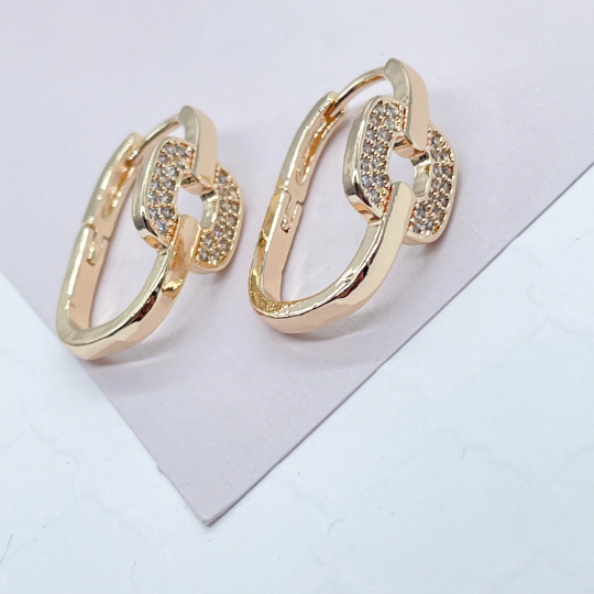 18k Gold Filled Zircon Single Link Earring