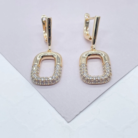 18k Gold Filled Soft Edged Square Pave Earring