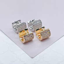 Load image into Gallery viewer, 18k Gold Filled Tiny Micro Pave Cubic Zirconia Hoop Earrings
