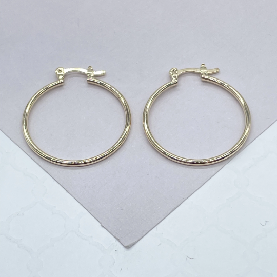 18k Gold Filled Thin Smooth Plain Hoops