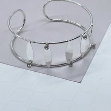 Load image into Gallery viewer, 18k Silver Filled See Through Bangle Bracelet, Patterned With Silver Pieces &amp; Zirconia
