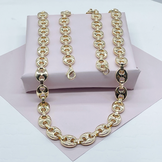 18k Gold Filled Thick Puffy Mariner Link Chain 11.6 mm Mariner Link Ne ...