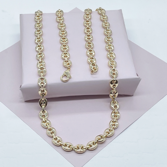 18k Gold Filled Puffy Mariner Style Link Chain 8.3mm Mariner Chain Necklace