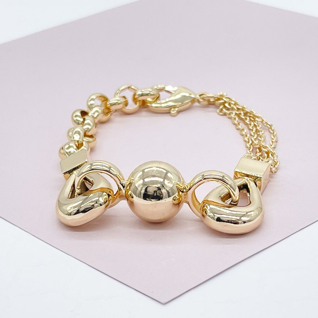 18k Gold Filled Ball Bracelet Featuring Sphere Loosed Connected By Mix Of Rolo