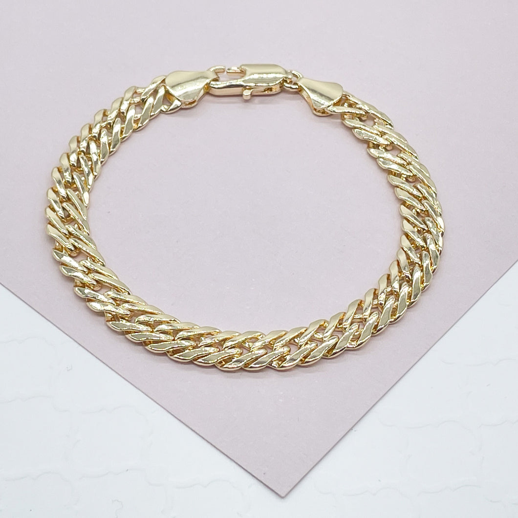 18k Gold Filled Double Cuban link bracelet In Available in Size 8 Inches by