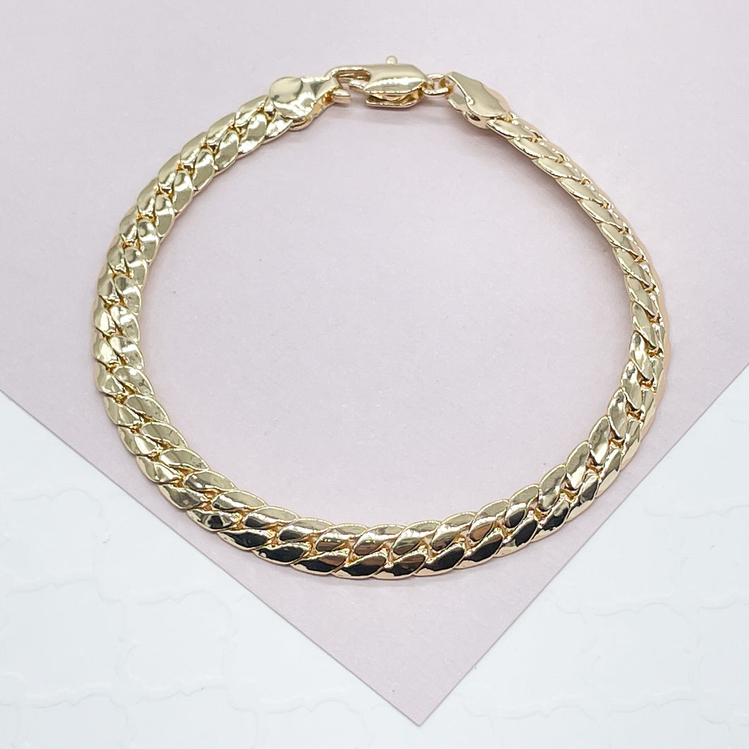 18k Gold Filled 6mm Flat Snake Like Bracelet Dainty  Jewelry  And Jewelry Making Supplies