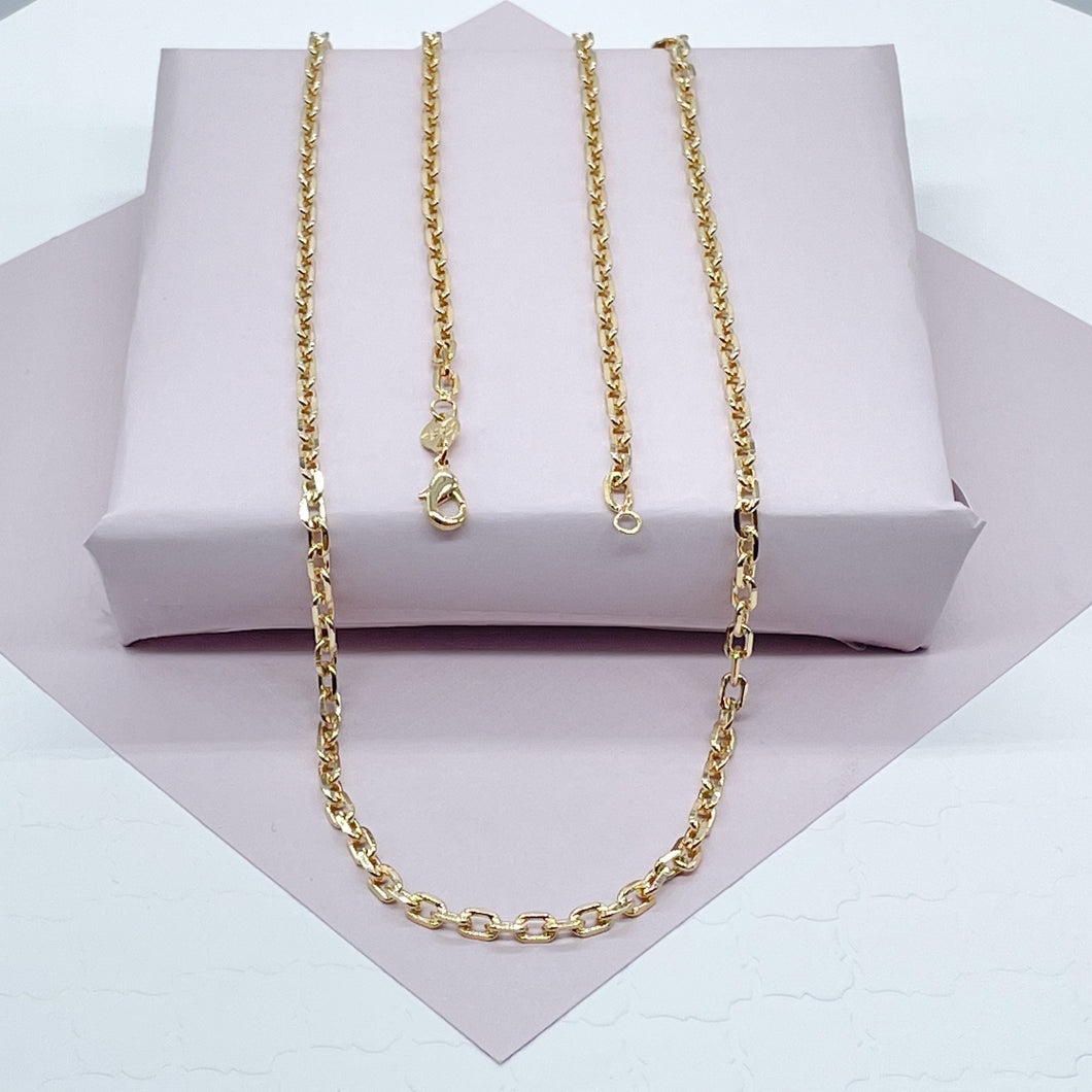 18k Gold Filled Cable Link Chain 3mm Necklace For Wholesale And Jewelry Supplies