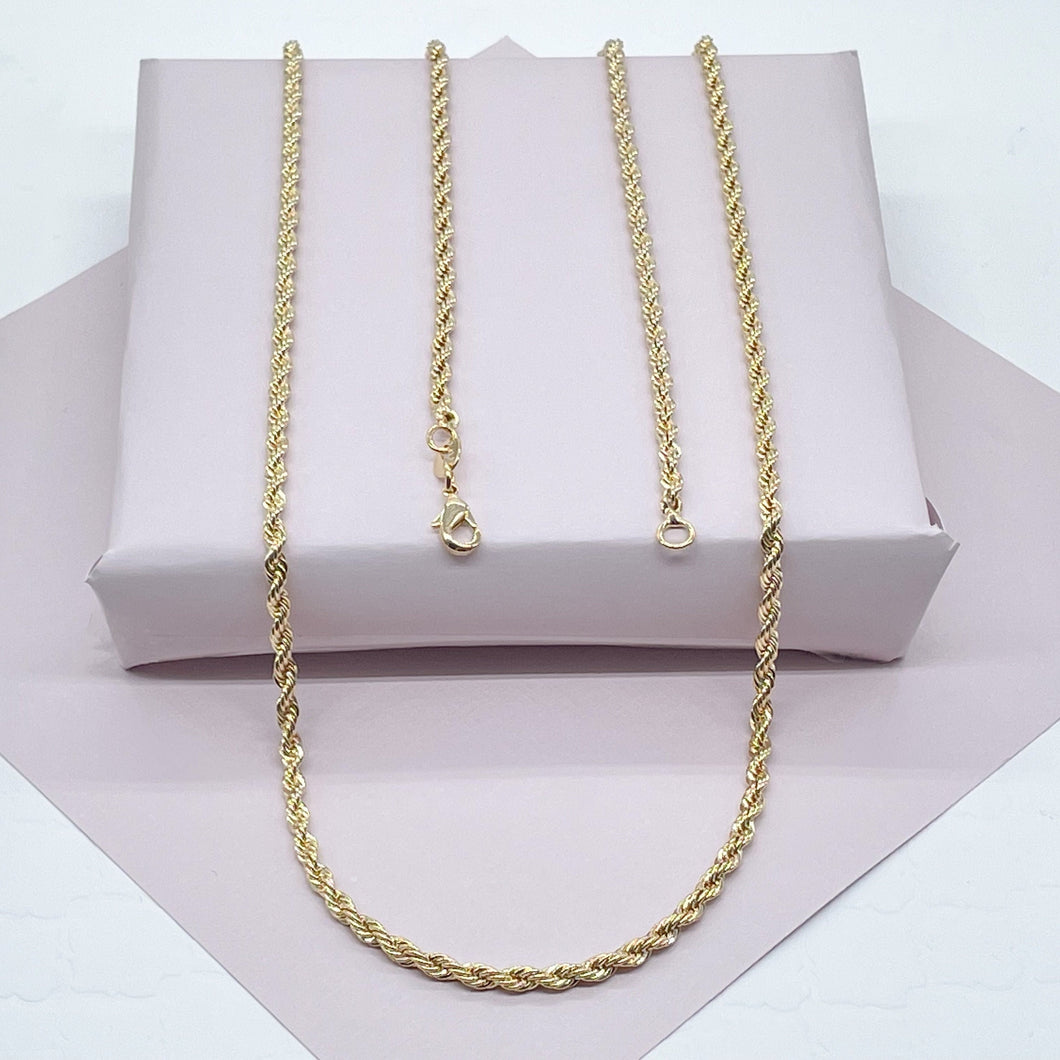 18k Gold Filled Thin Rope Chain 3mm Necklace For Wholesale And Jewelry Supplies