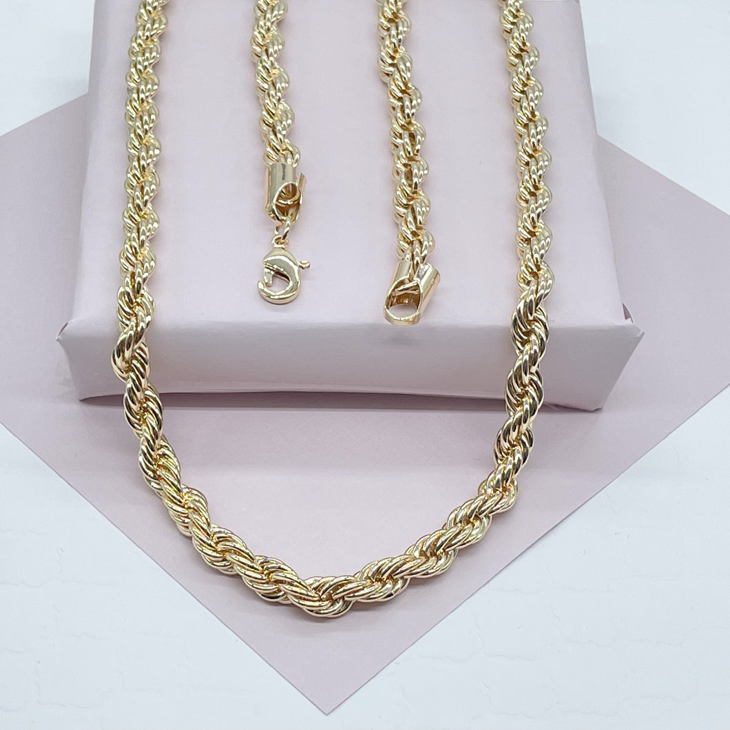 18k Gold Filled Thick Rope Chain 7mm Width Available in 18