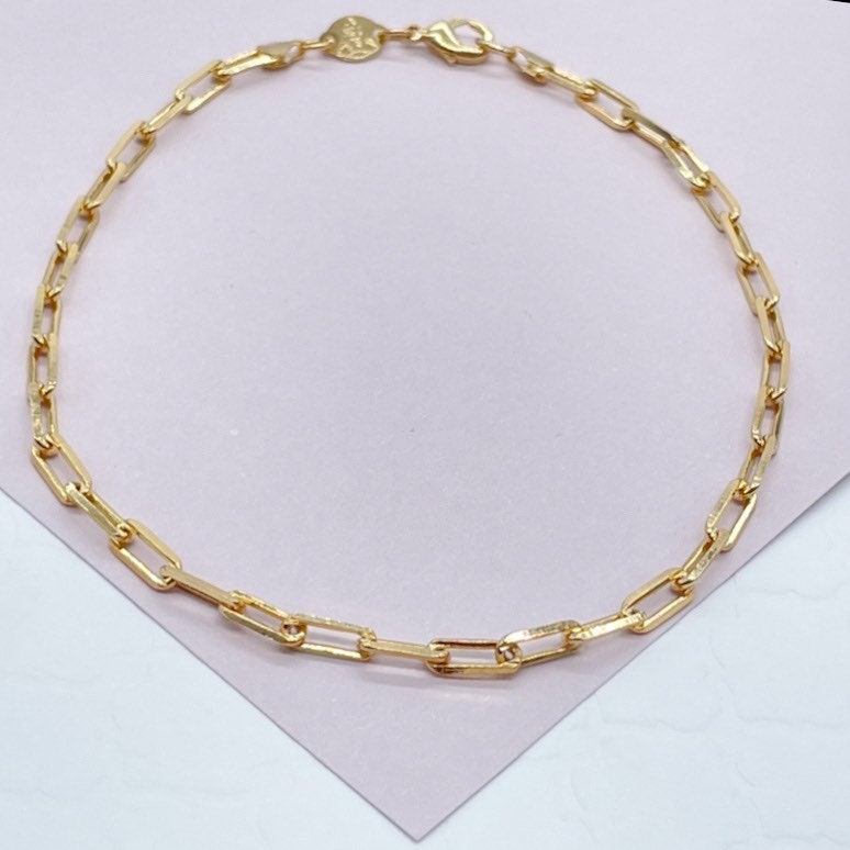 18k Gold Filled 3mm Paper Clip Link Anklet   Dainty Anklet Bracelet And Jewelry Supplies and Making