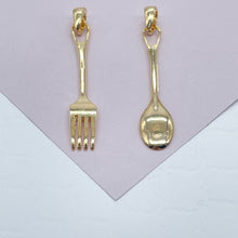 Load image into Gallery viewer, 18k Gold Filled Fork &amp; Spoon Charms, Dainty Spoon Pendant, Dainty Fork Pendant
