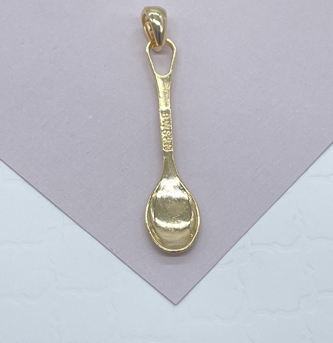 18k Gold Filled Fork & Spoon Charms, Dainty Spoon Pendant, Dainty Fork Pendant