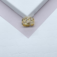 Load image into Gallery viewer, Adjustable 18k Gold Filled Thick Cuban Link Chain Ring With Micro Pavè Cubic Zirconia Dainty Ring And Jewelry Making Supplies
