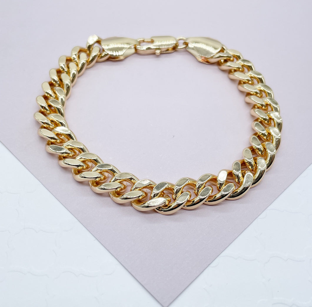 18k Gold Filled 9mm Thick Cuban Link Bracelet