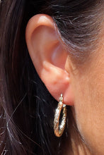 Load image into Gallery viewer, 18k Gold Filled Small Twisted Diamond Cut Textured Hoop Earrings 25mm Diameter
